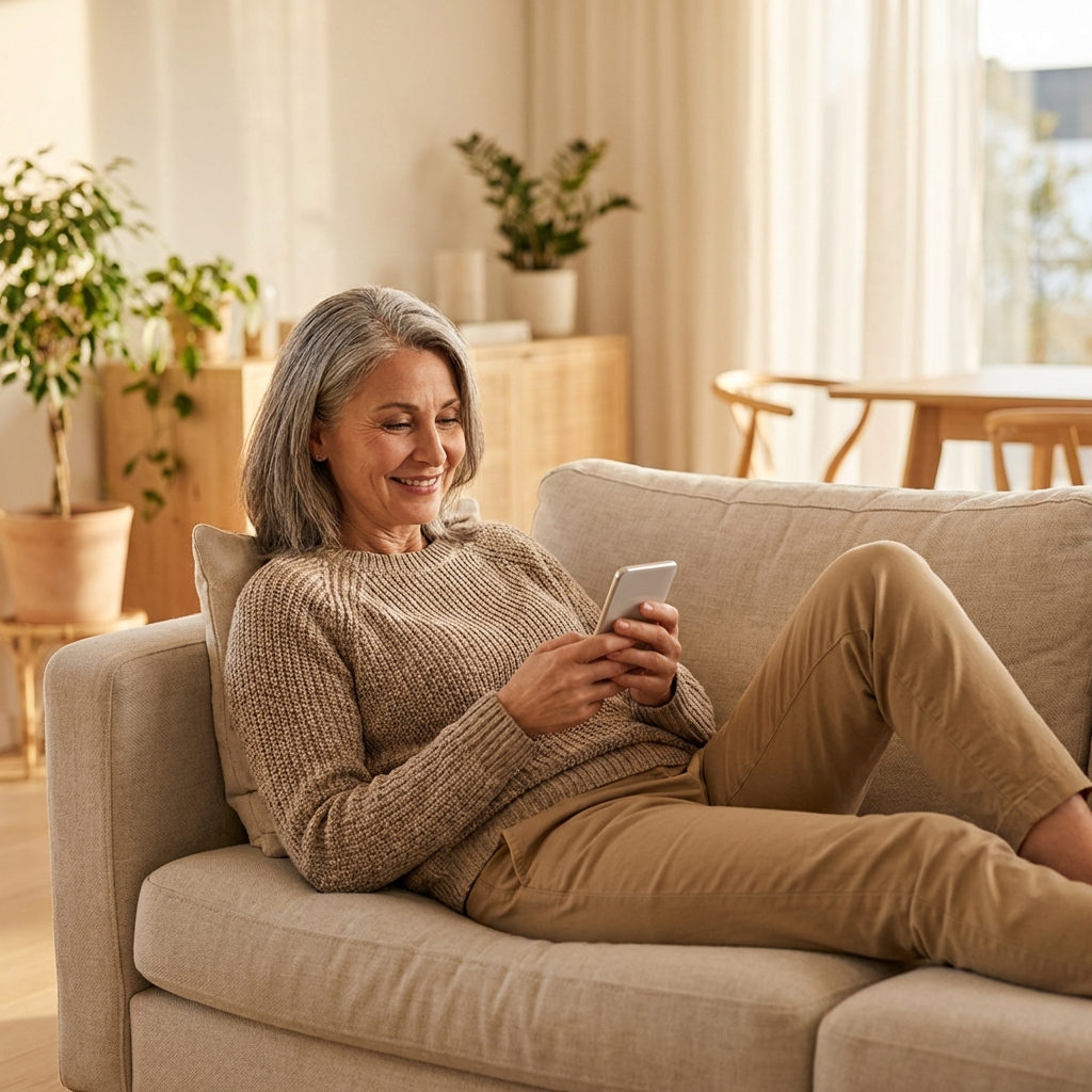 Propietario feliz usando la app